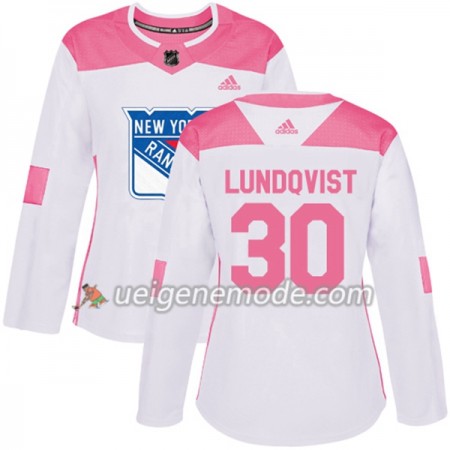 Dame Eishockey New York Rangers Trikot Henrik Lundqvist 30 Adidas 2017-2018 Weiß Pink Fashion Authentic